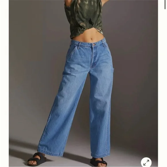 MOTHER The Fun Dip Utility Puddle Jeans Wide leg Sz 24 - Picture 7 of 14